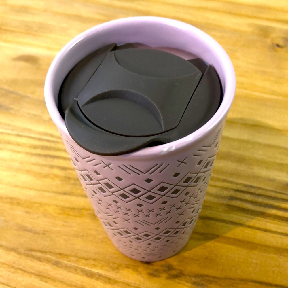 Pink ceramic travel mug